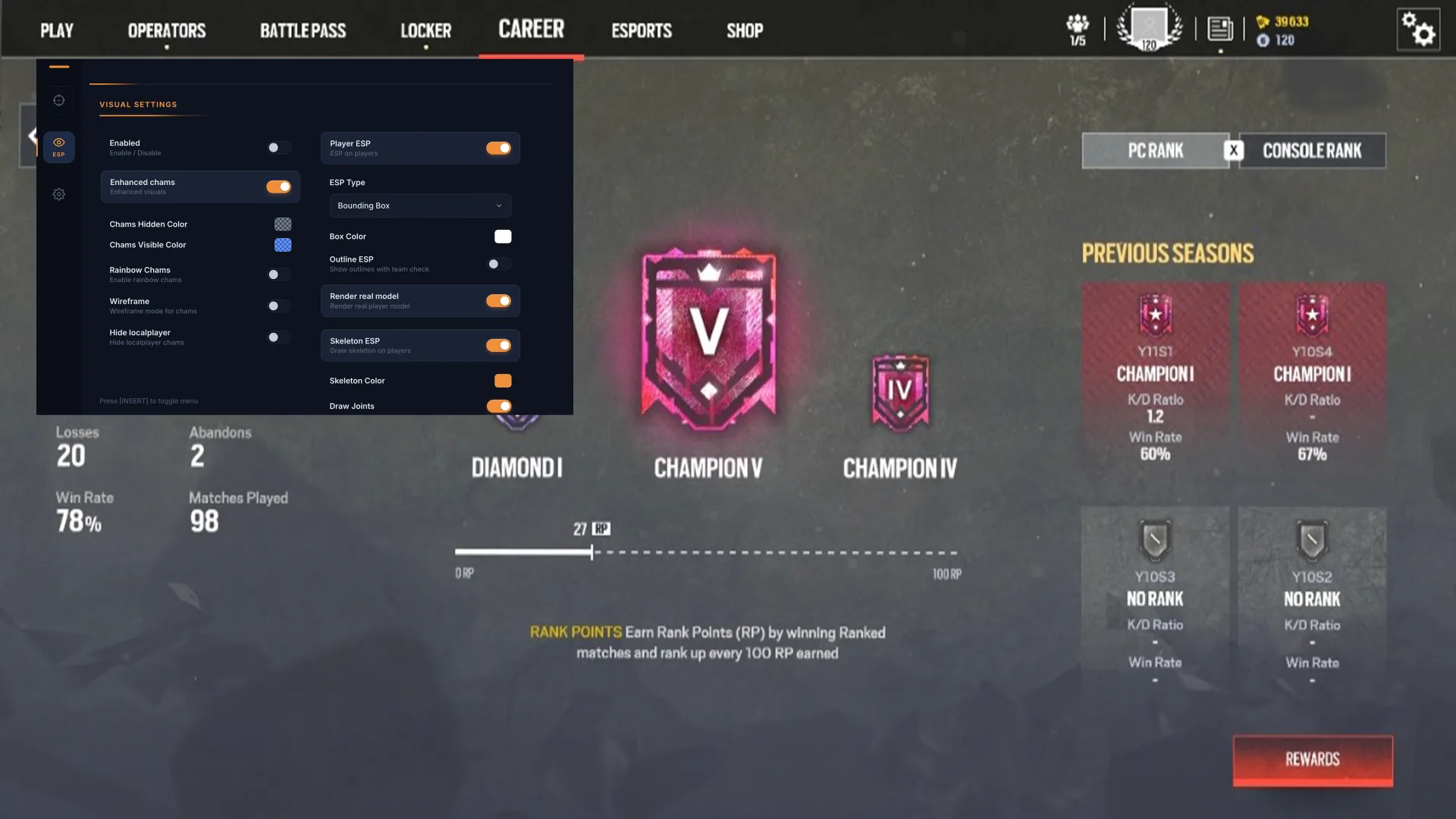 Champion rank reached in Rainbow Six with Arctic Cheats
