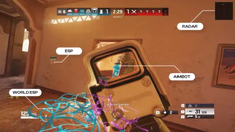 Arctic Cheats in action — Rainbow Six Siege with aimbot, ESP and radar