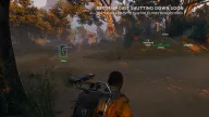 Player box ESP and loot ESP labels with distance markers across a sunlit savanna clearing — Frost LITE Arc Raiders cheat