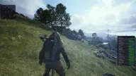 Skeleton ESP marking a player at 24m on a hillside with loot and container distances — Frost LITE Arc Raiders cheat