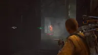 Box ESP marking an enemy at 20m with loot distance labels inside a dark industrial hall — Frost Arc Raiders cheat