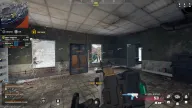 Skeleton ESP and distance markers reveal enemies through walls of a derelict harbor building — Frost LITE BO6, BO7 & Warzone cheat