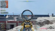 Colored skeleton ESP visible through a sniper scope at 32m over snowy rooftops with radar minimap — Frost LITE BO6, BO7 & Warzone cheat