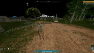 Aimbot FOV circle with dense Items ESP labelling wood, stone, eggs and treasure across the valley — Arcane Palworld cheat