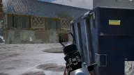 Skeleton ESP with player name and 30m distance visible through a snowy barn wall — Arcane Pro PUBG cheat