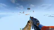 Wallhack view through terrain revealing a sleeping player and item ESP with distance readout — Hydra Rust cheat